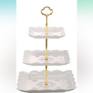 3 Tier Porcelain Cupcake, Pastry or Cake Stand